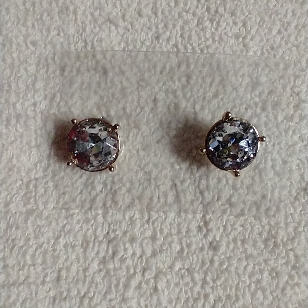 Clear button post earrings